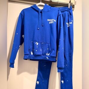 Blue Rockstar Dist. Hoodie and Sweatpants Set